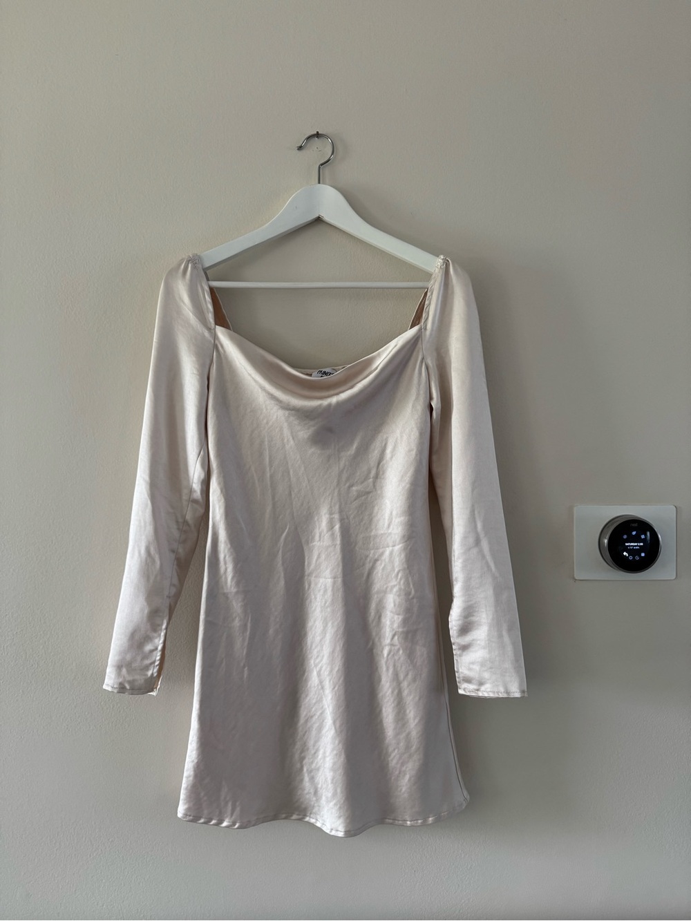Princess Polly Long Sleeve Cowl Neck Dress in Cream
